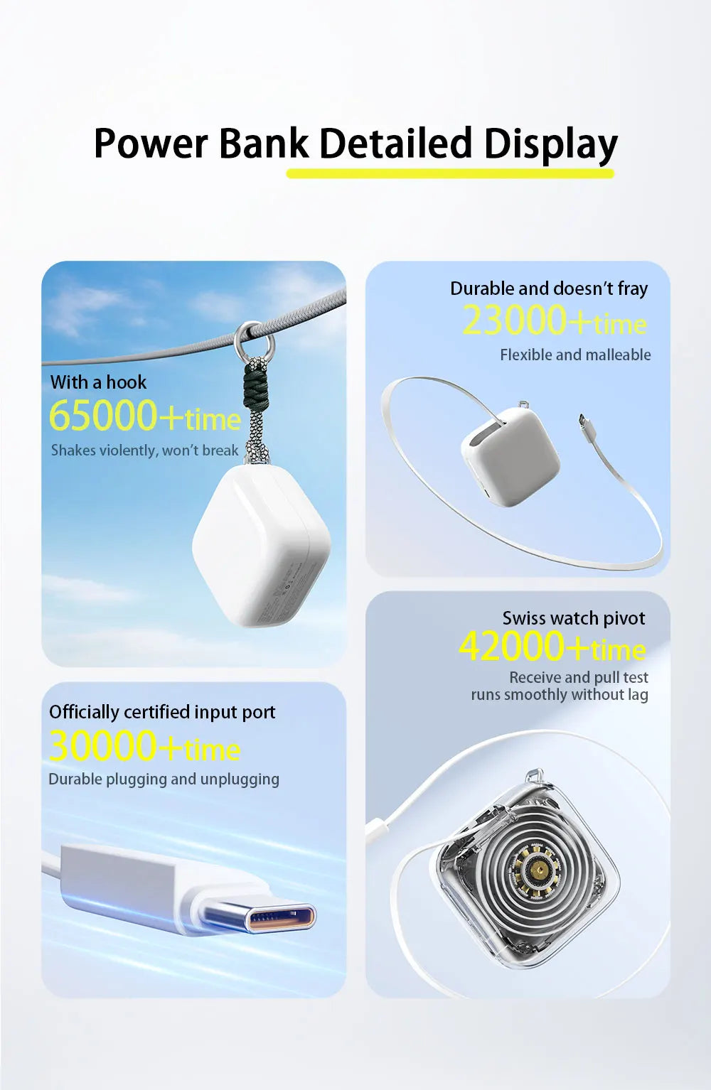 40W Fast Charging 10000mAh Power Bank with Built-in Retractable Cable - 20