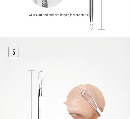 Professional Stainless Steel Blackhead Extractor & Pimple Popper Tool Kit