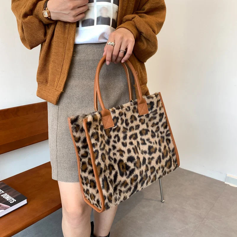 Luxury Fluffy Animal Print Tote