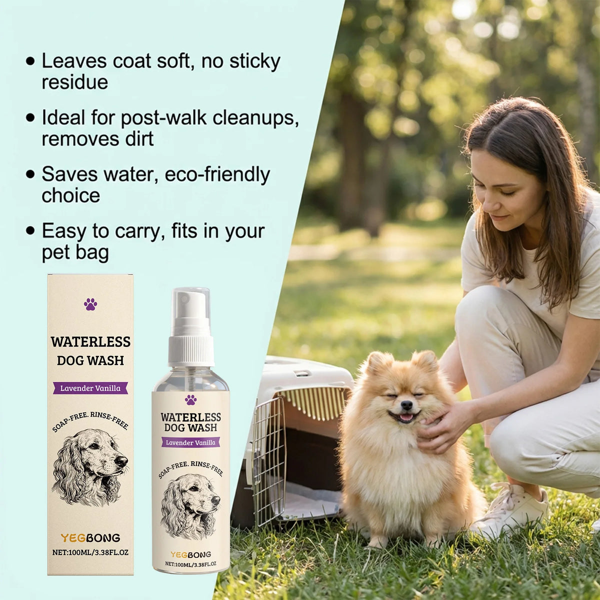 Waterless Dog Wash Foam Shampoo – No-Rinse Deodorizing Cleanser for Dogs