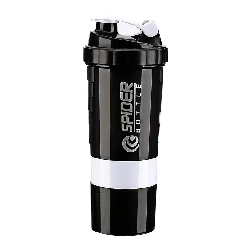 3-Layer Portable Protein Shaker Bottle - Leak-Proof Gym Mixing Cup