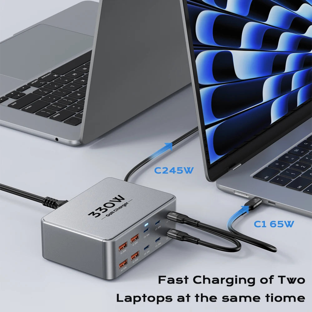 330W 10-Port GaN Desktop Fast Charger - PD 100W USB-C Charging Station