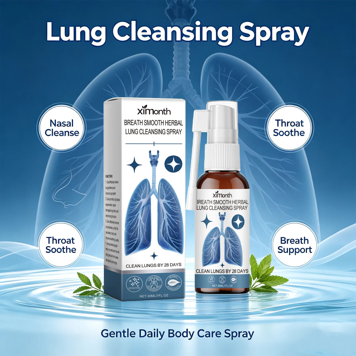 Herbal Lung Cleansing & Nasal Care Spray - Natural Throat & Respiratory Support