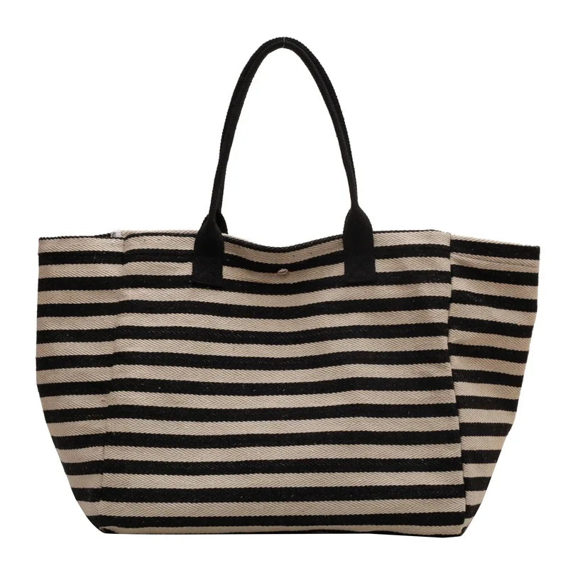 Luxury Casual Striped Canvas Tote