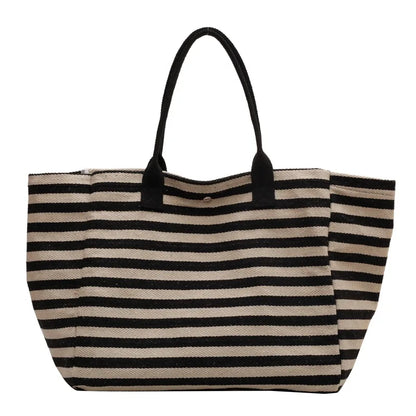 Luxury Casual Striped Canvas Tote