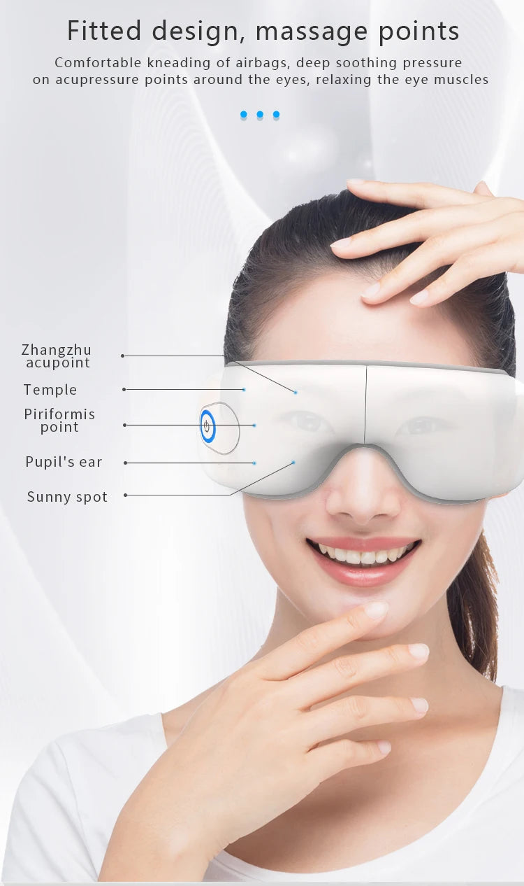 Smart Air Pressure Eye Massager with Heat & Vibration for Stress Relief - 10