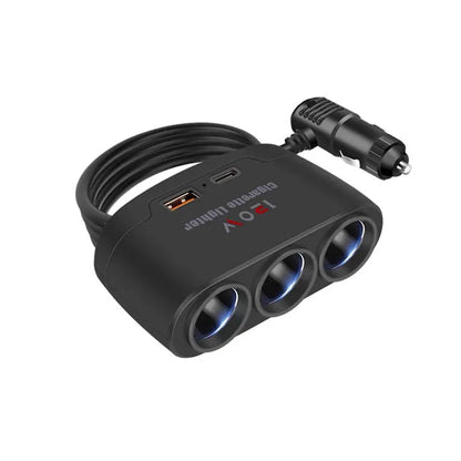 3-in-1 120W Car Cigarette Lighter Splitter Dual USB Fast Charger Adapter
