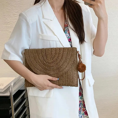 Luxury Woven Straw Beach Clutch