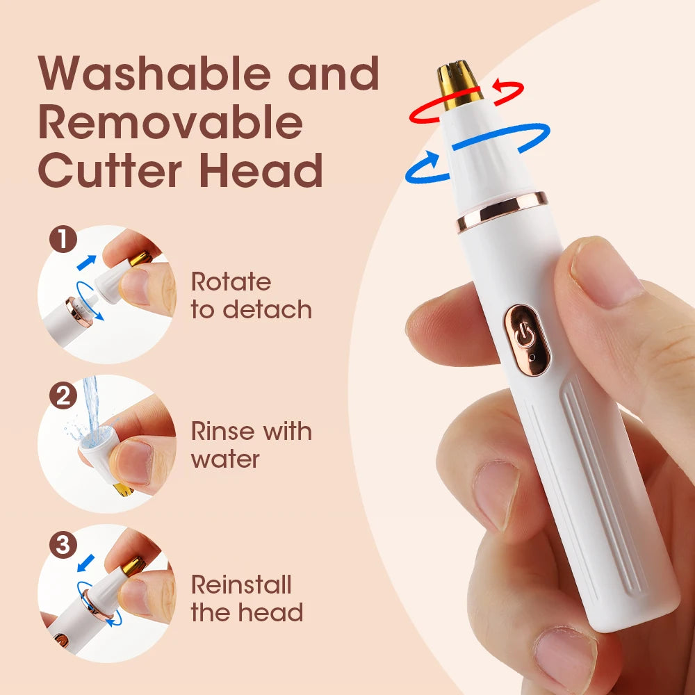 2-in-1 Electric Eyebrow and Nose Hair Trimmer - Painless Grooming Tool - 5