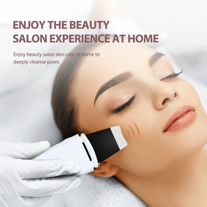 Ultrasonic Facial Skin Scrubber - Deep Pore Cleansing & Lifting Spatula Device