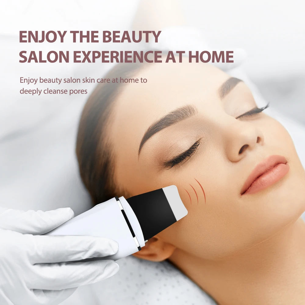 Ultrasonic Facial Skin Scrubber - Deep Pore Cleansing & Lifting Spatula Device