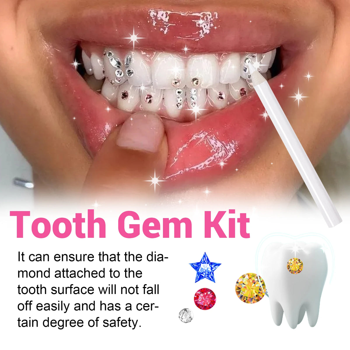 Professional DIY Tooth Gem Kit with UV Light for Sparkling Dental Jewelry