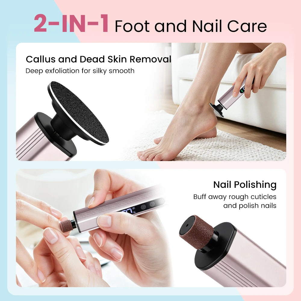 Electric Foot Callus Remover & Nail Polishing Kit – Professional Rechargeable Tool - 8