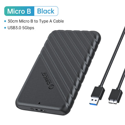 2.5" SATA HDD SSD External Hard Drive Enclosure - USB 3.0/Type-C Adapter