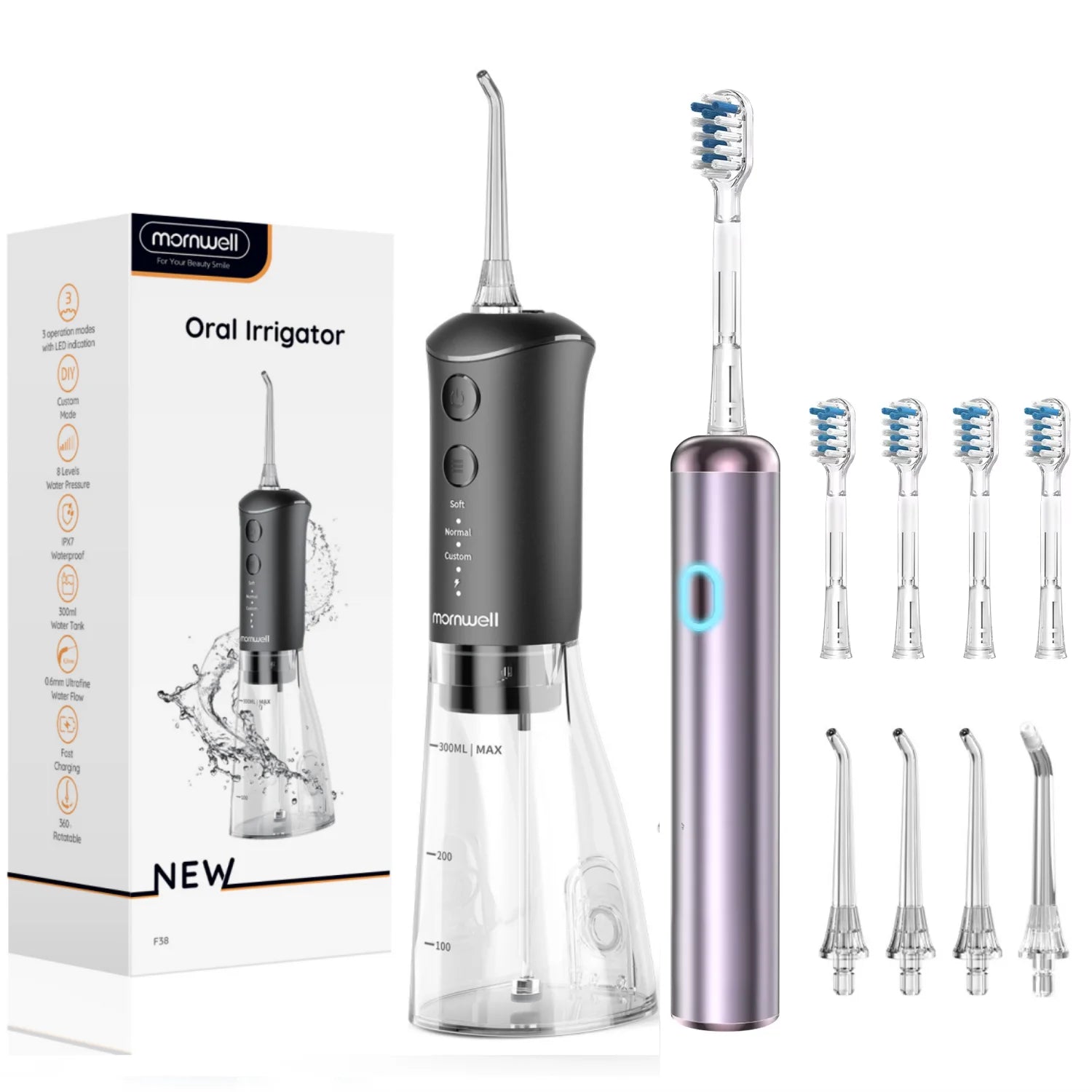 Portable Sonic Electric Toothbrush & Water Flosser Oral Care Set - 24