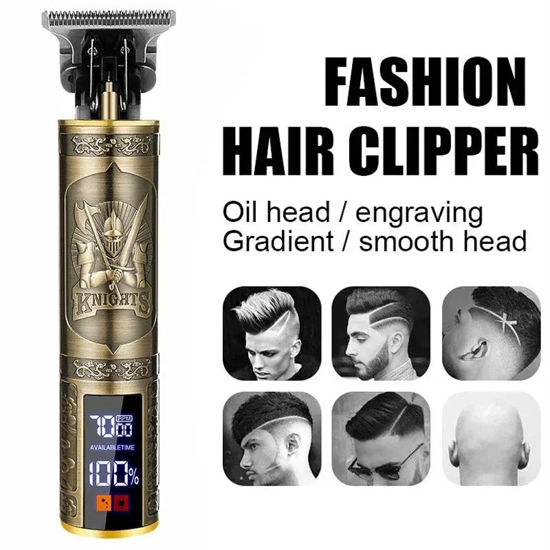 Professional Cordless T-Blade Hair Clipper - Vintage Barber Trimmer & Edger for Men - 1