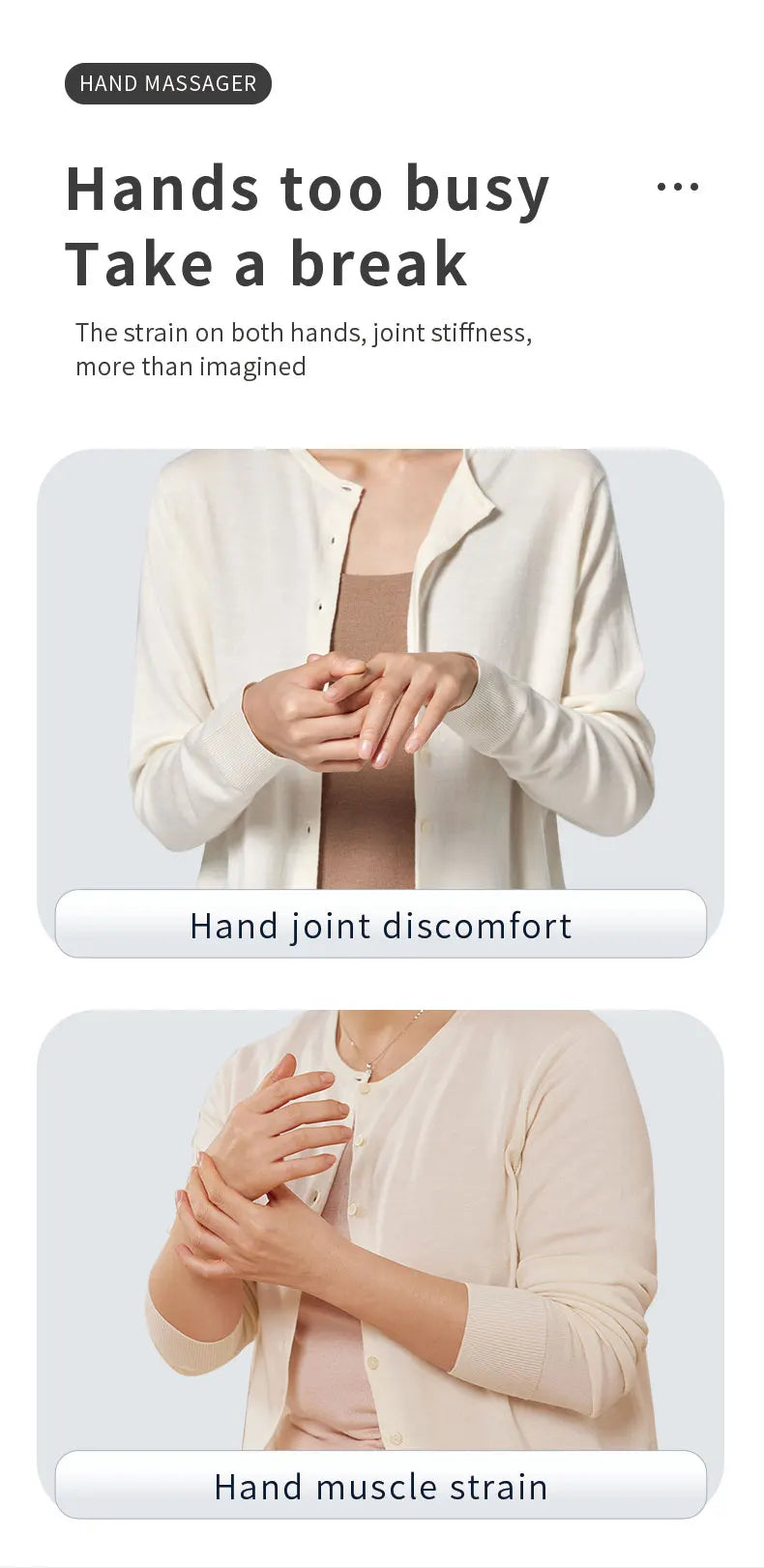 Electric Hand Massager with Air Compression, Heat Therapy & UV Sterilization