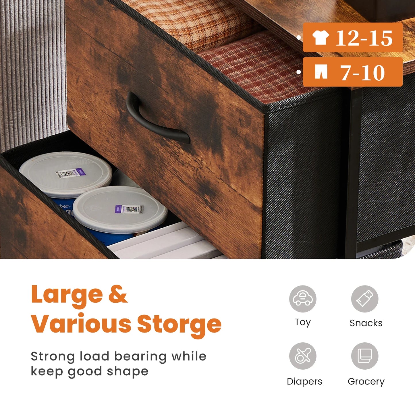 Modern 2-Drawer Nightstand with Fabric Storage Drawers – Bedroom Side Table