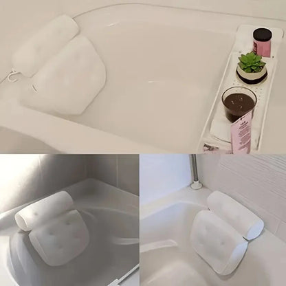 Ergonomic Bath Pillow - Spa Bathtub Cushion for Neck & Back Support with Suction Cups
