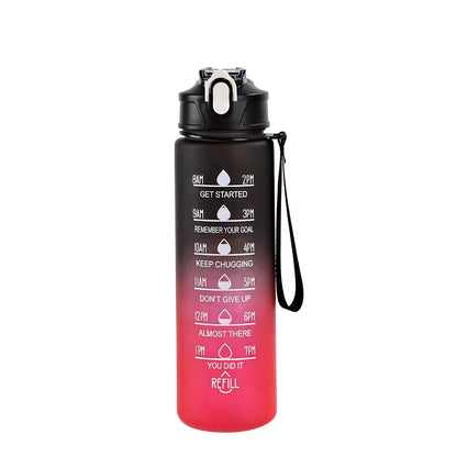 Motivational 750ml Sports Water Bottle with Time Marker & Leak-Proof Straw