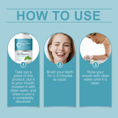 Probiotic Teeth Whitening Mouthwash Tablets for Fresh Breath & Oral Care