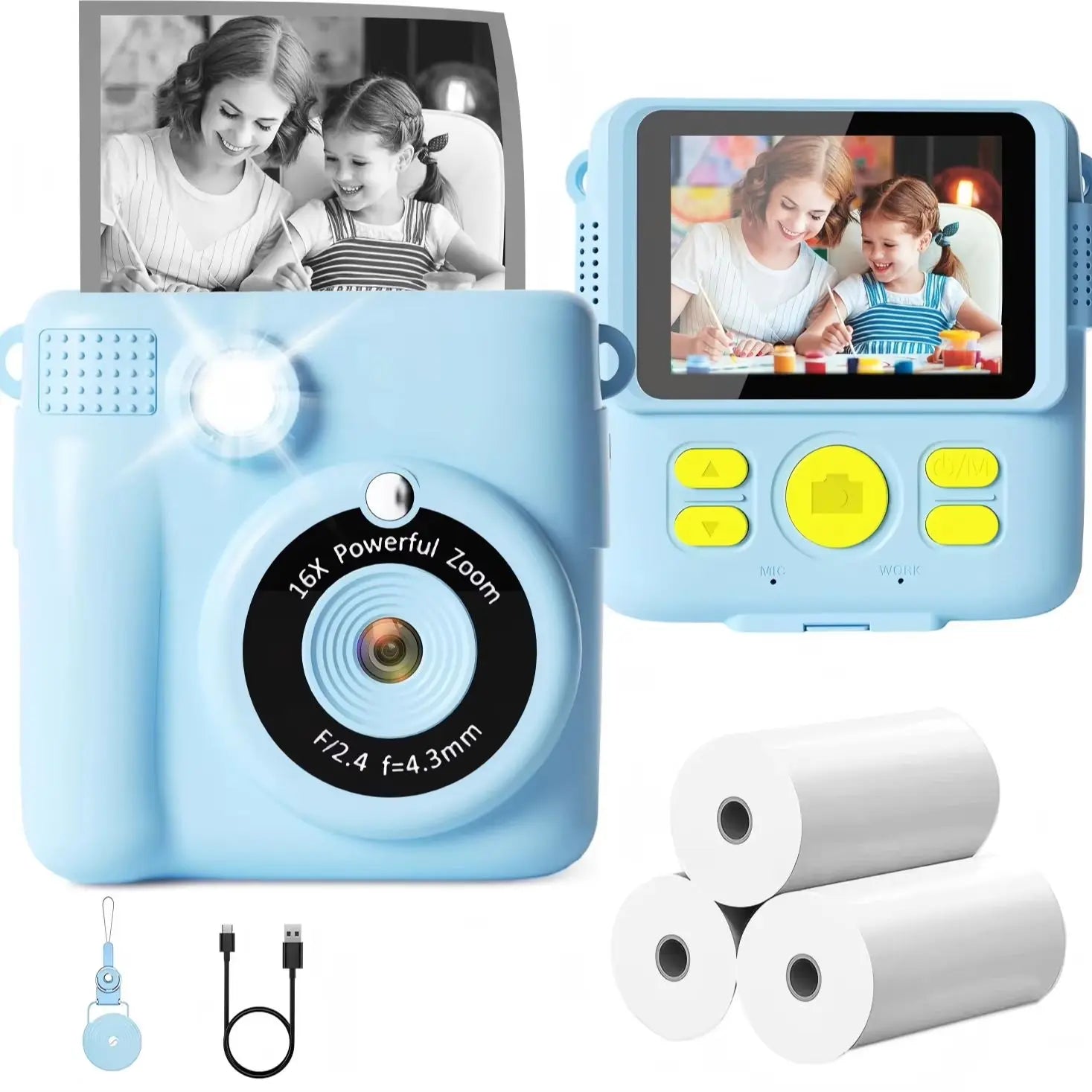 Instant Print Kids Camera with Digital Video Recording & Photo Printing - 7
