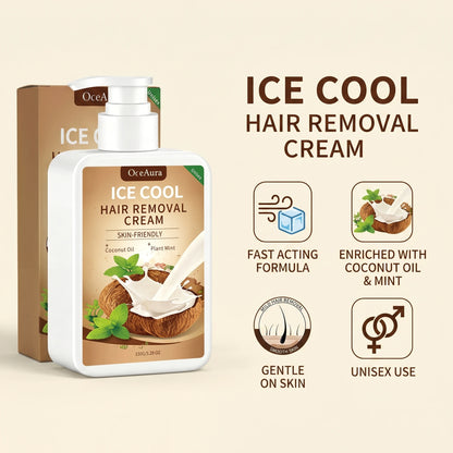 Ice Cool Painless Hair Removal Cream with Coconut Oil & Mint
