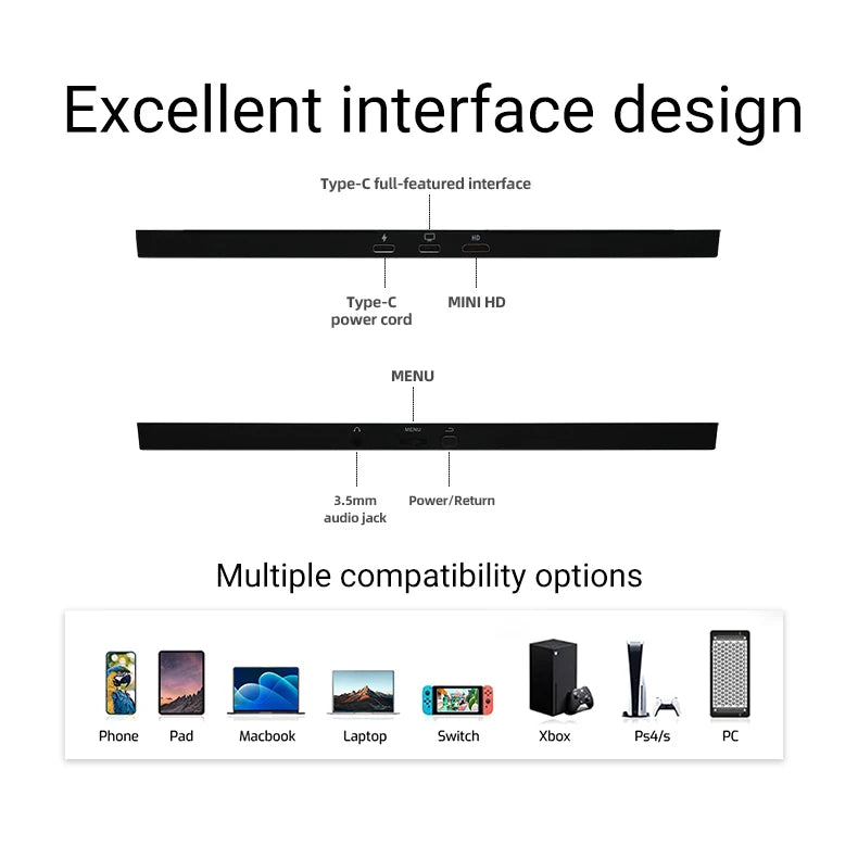 16" 2K Portable Monitor, 2560x1600 IPS HDR Display for Laptop & Gaming - 11