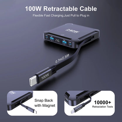 240W 5-in-1 GaN Fast Charging Station with 100W Retractable Cable