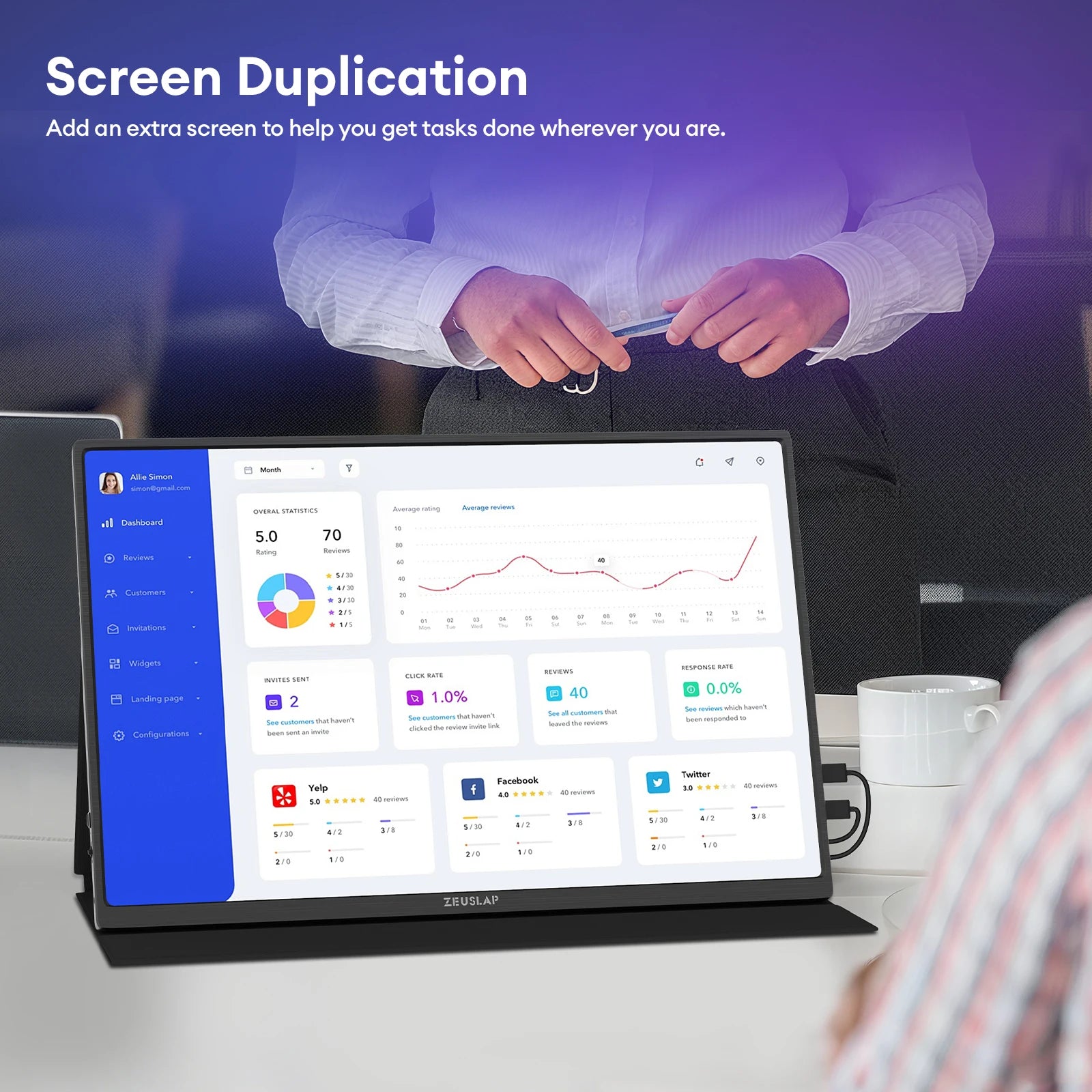 16" 2.5K 144Hz Portable Gaming Monitor - QHD IPS Travel Display for Laptop - 5