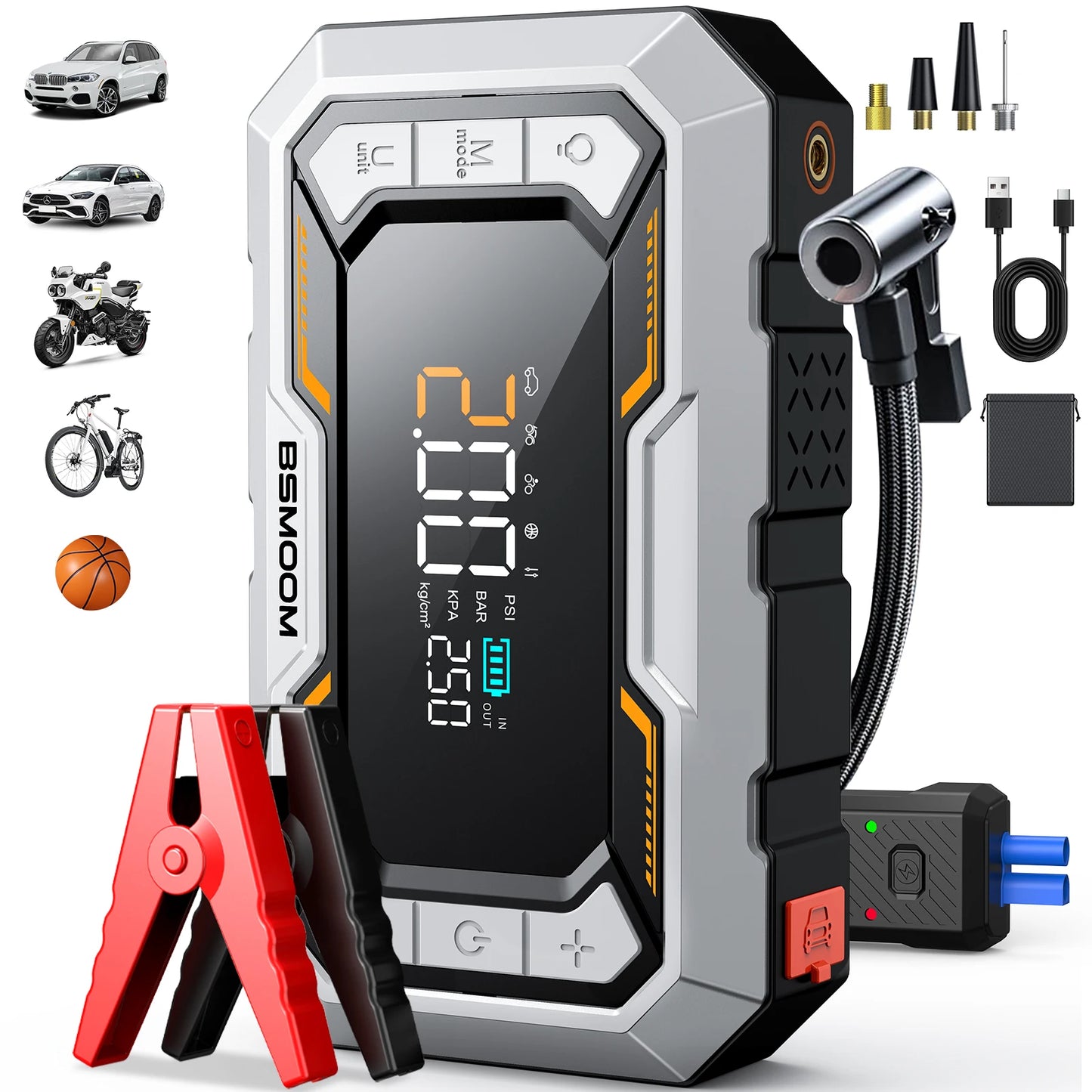 7000A Portable Car Jump Starter with 150PSI Air Compressor & Power Bank