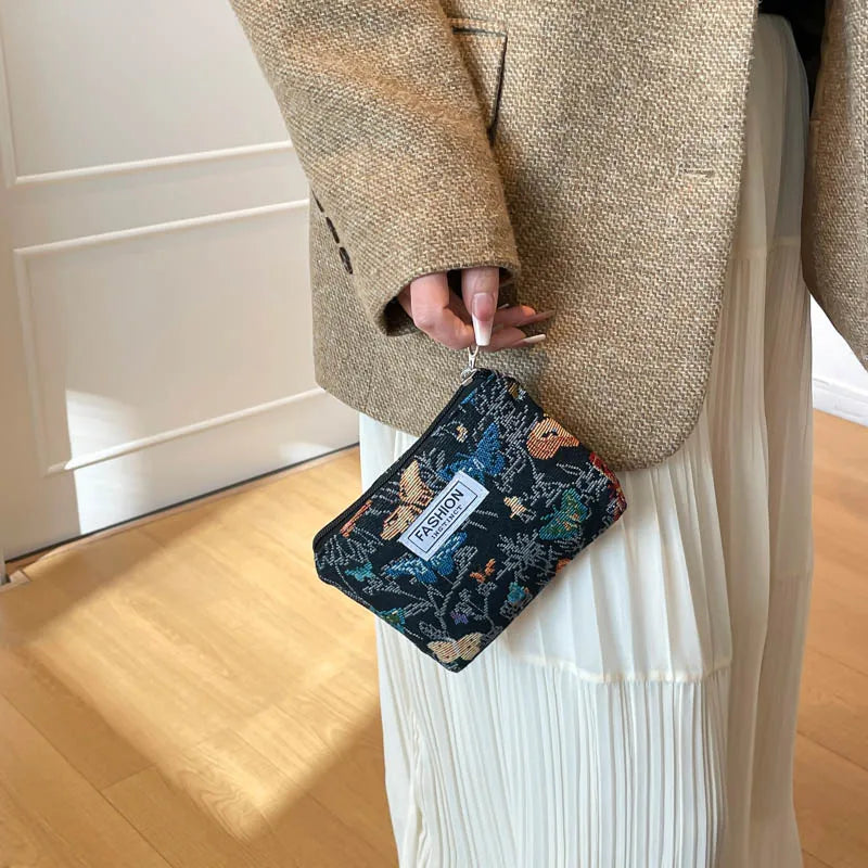 Luxury Retro Floral Canvas Clutch