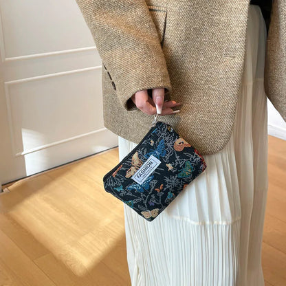 Luxury Retro Floral Canvas Clutch