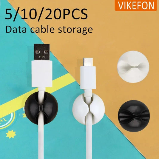 Adhesive Cable Organizer Clips – Tidy Desk Cord Holder for USB & Data Cables