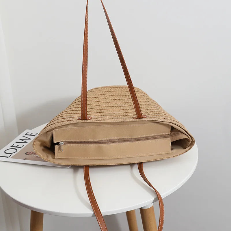Luxury Bohemian Knitted Straw Tote