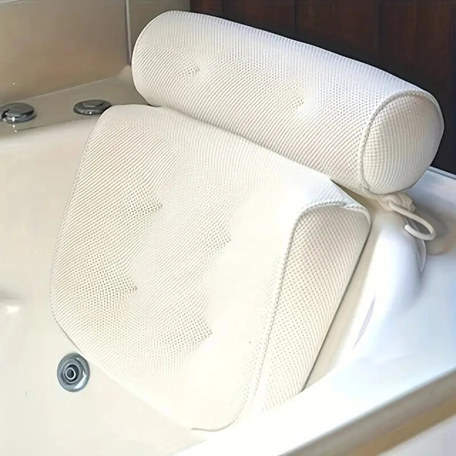 Ergonomic Bath Pillow - Spa Bathtub Cushion for Neck & Back Support with Suction Cups - 3