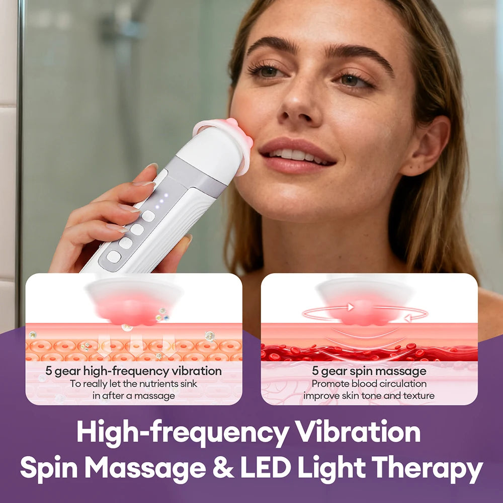 CO2 Oxygen Bubble Facial Machine - Portable LED Light Therapy Deep Cleansing Face Massager - 4