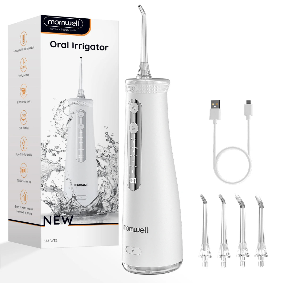 Portable Cordless Water Flosser - Rechargeable Oral Irrigator for Teeth Cleaning