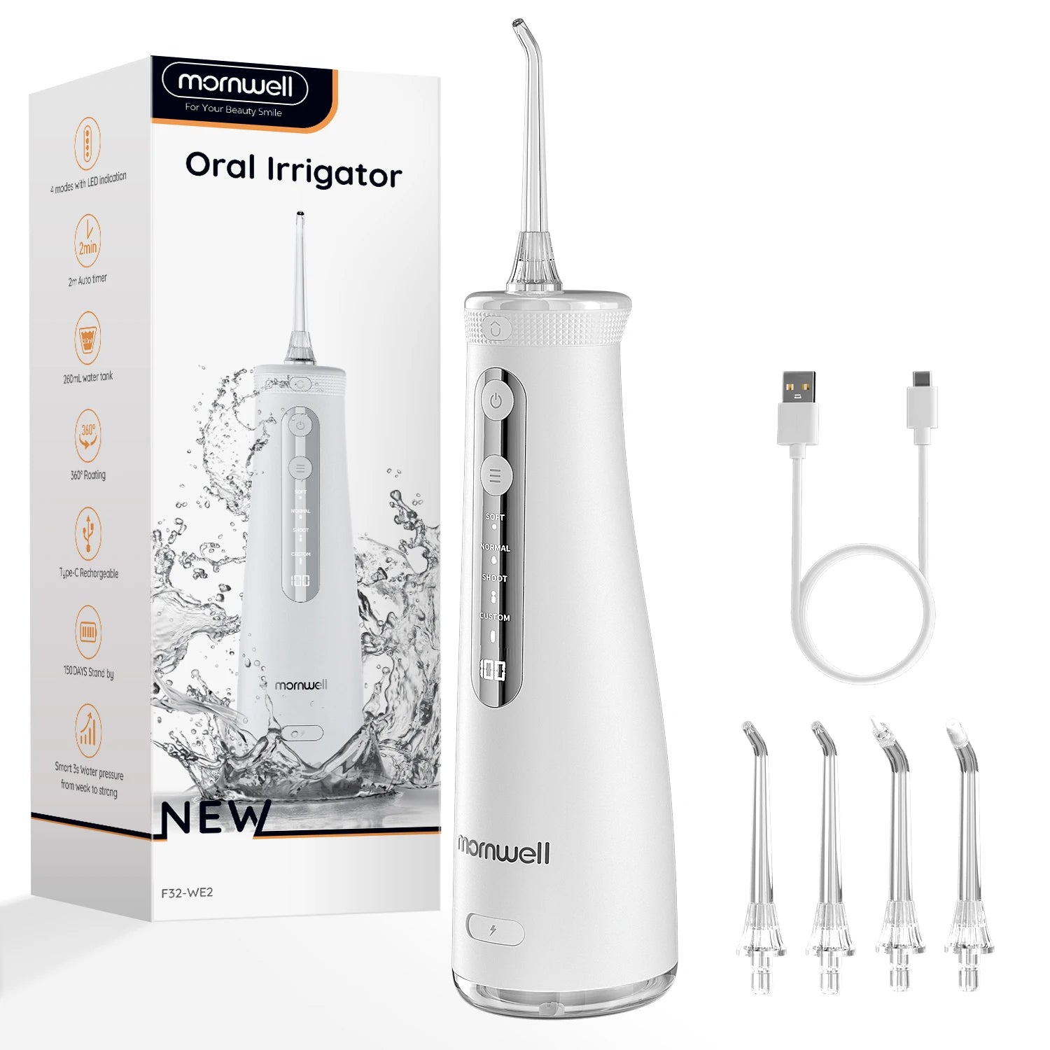 Electric Cordless Water Flosser - Portable Oral Irrigator with 4 Cleaning Modes - 17