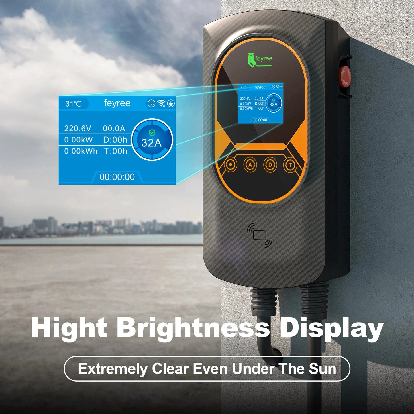 Type 2 Smart EV Wallbox Charger - 7.6kW/11kW/22kW with WiFi & App Control