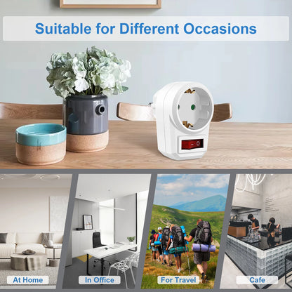 EU Socket Power Adapter with Switch - 16A German Standard Wall Plug