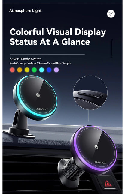 Magnetic Wireless Car Charger & Phone Holder for iPhone 16/15/14
