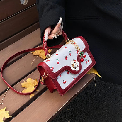 Luxury Cherry Print Crossbody Bag