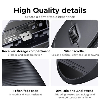 Ergonomic Vertical Wireless Mouse - Bluetooth & 2.4G 4000DPI Silent Mouse
