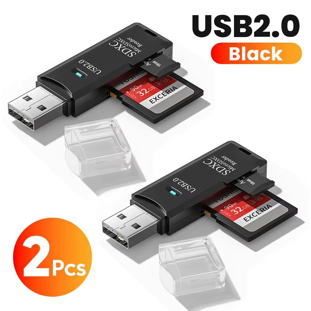 2-in-1 High-Speed USB 2.0 SD and Micro SD Card Reader Adapter for PC - 16