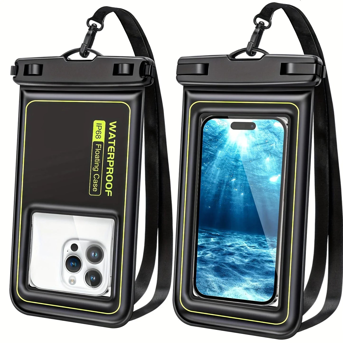 IP68 Floating Waterproof Phone Pouch for Swimming & Beach (Fits up to 6.8")
