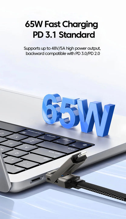 4-in-1 Fast Charging Cable with Digital Display - USB-C & Lightning Cord