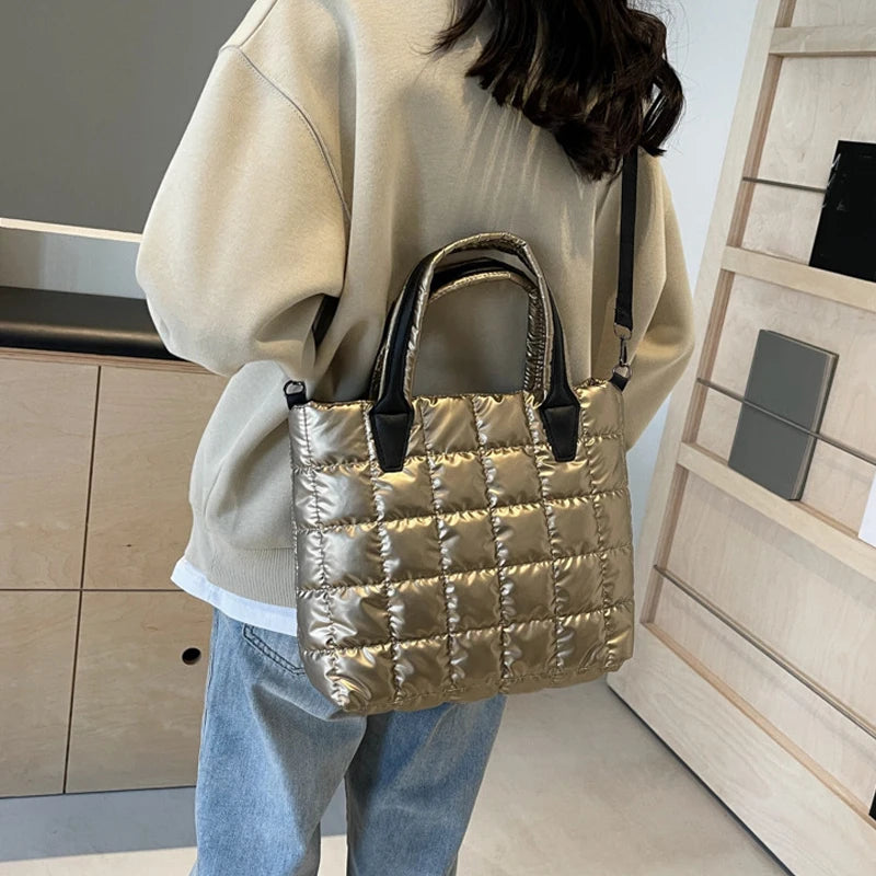 Luxury Quilted Puffy Tote Bag