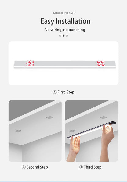 Ultra-Thin Magnetic LED Cabinet Light - USB Rechargeable Motion Sensor Under Counter Lamp