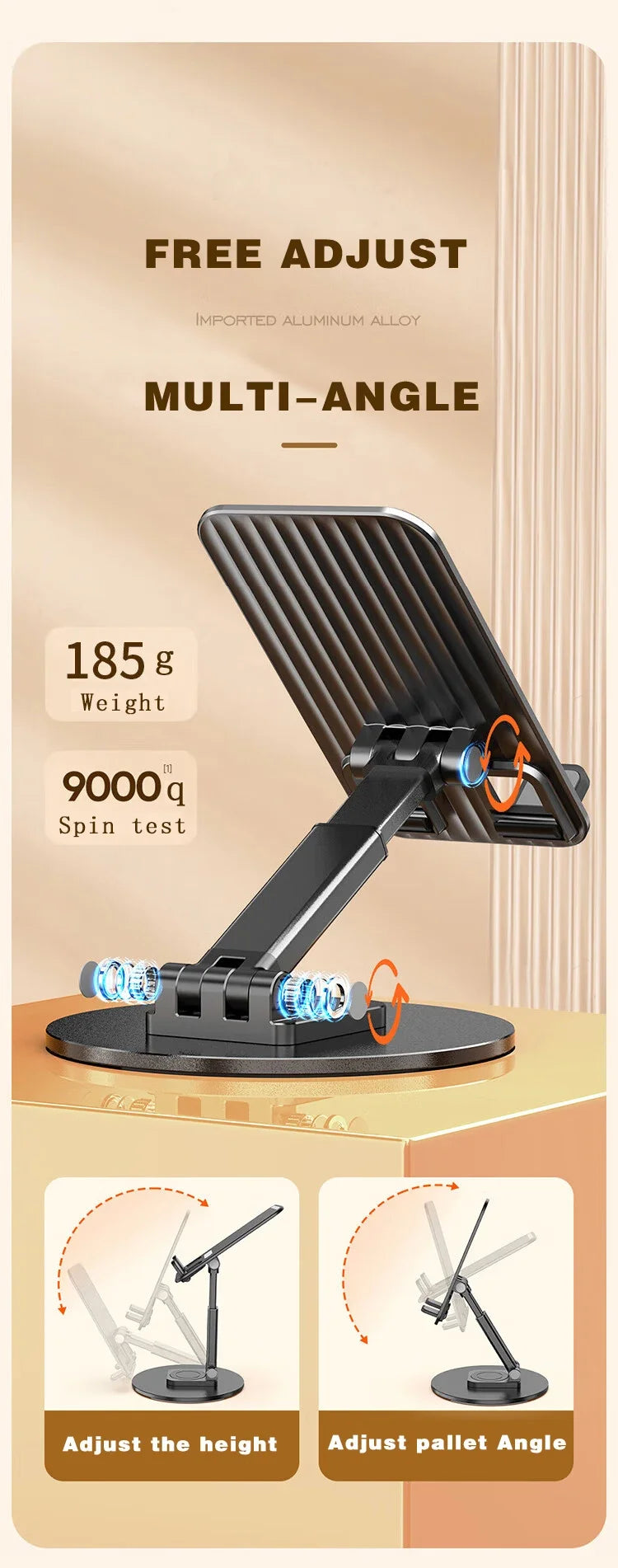 Foldable 360° Rotating Desktop Phone Stand - Universal Adjustable Holder - 13